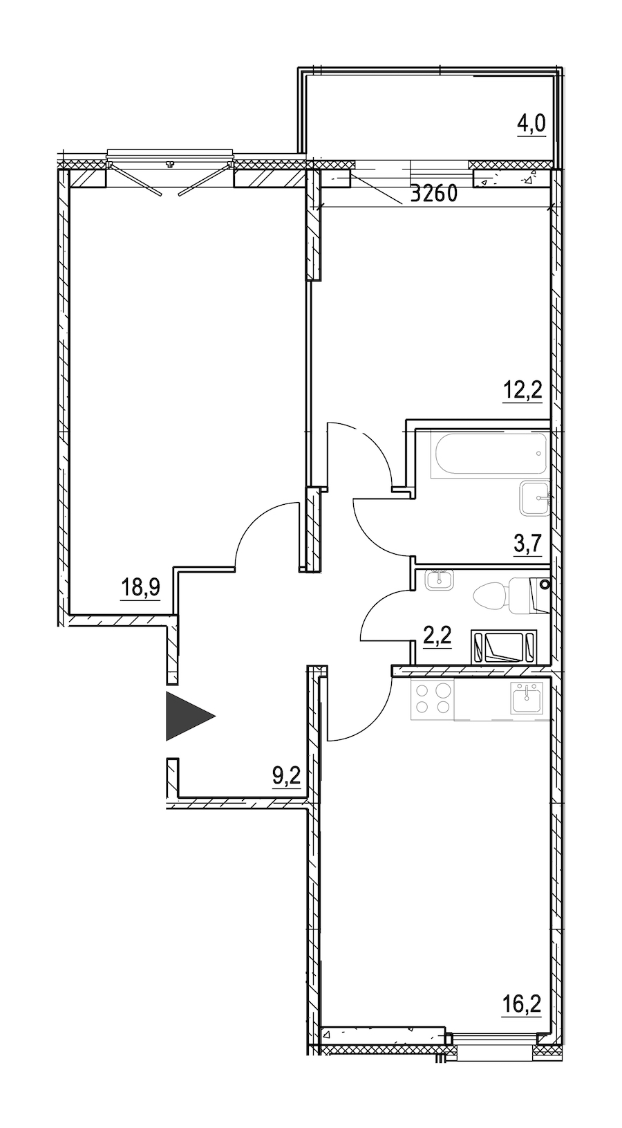 2-комнатная квартира 64 м², 7/8 эт., ЖК «Квартал Che»